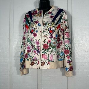 Man Bo Vintage Floral Full Zip Bomber Jacket No Size  See Measurements EUC